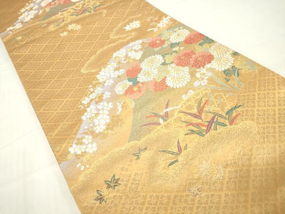 平和屋着物▼六通柄袋帯 装華 吉祥籬花文 金銀糸 正絹 逸品 DAAX3661az