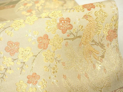 平和屋着物▼六通柄袋帯　蜀江花鳥丸文　金糸　正絹　逸品　DAAX3663az