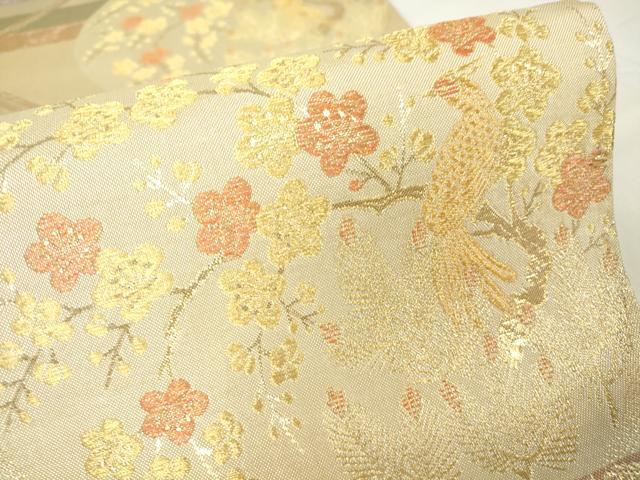 平和屋着物▼六通柄袋帯　蜀江花鳥丸文　金糸　正絹　逸品　DAAX3663az