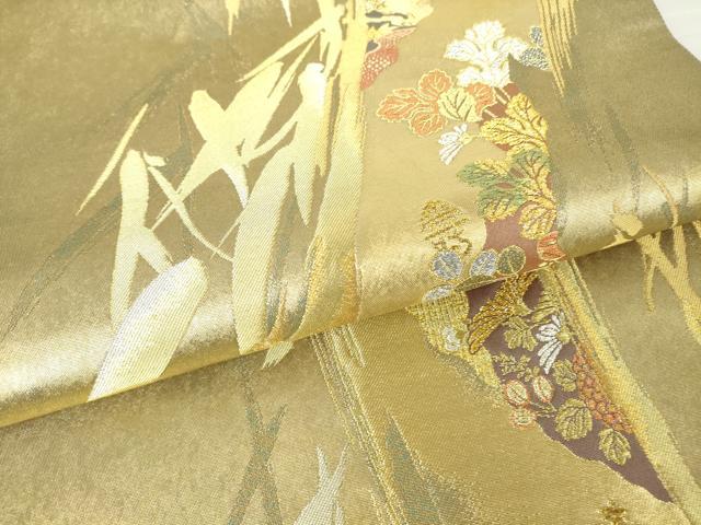 平和屋着物▼六通柄袋帯 吉祥竹 金銀糸 引箔 正絹 逸品 DAAX3669az