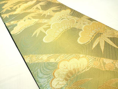 平和屋着物▼西陣　六通柄袋帯　笹竹松文　金糸　正絹　逸品　DAAX3702az