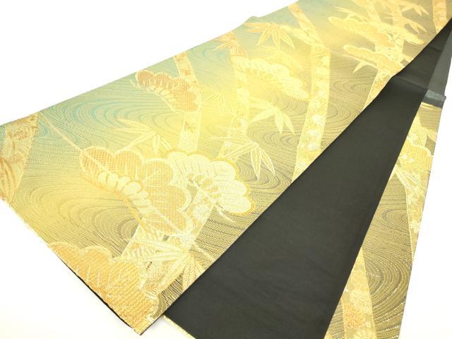平和屋着物▼西陣　六通柄袋帯　笹竹松文　金糸　正絹　逸品　DAAX3702az