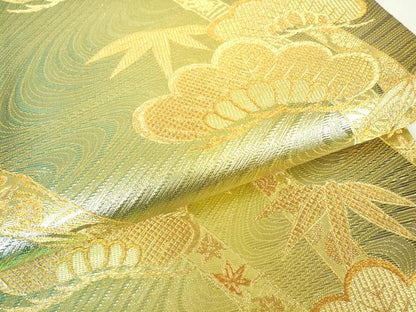 平和屋着物▼西陣　六通柄袋帯　笹竹松文　金糸　正絹　逸品　DAAX3702az