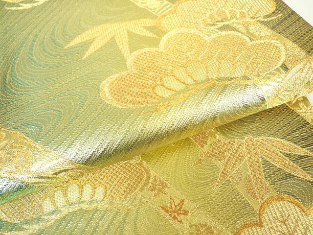 平和屋着物▼西陣　六通柄袋帯　笹竹松文　金糸　正絹　逸品　DAAX3702az