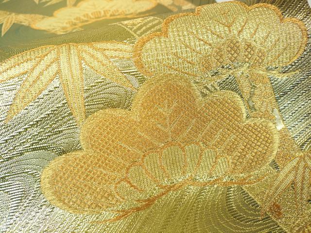 平和屋着物▼西陣　六通柄袋帯　笹竹松文　金糸　正絹　逸品　DAAX3702az