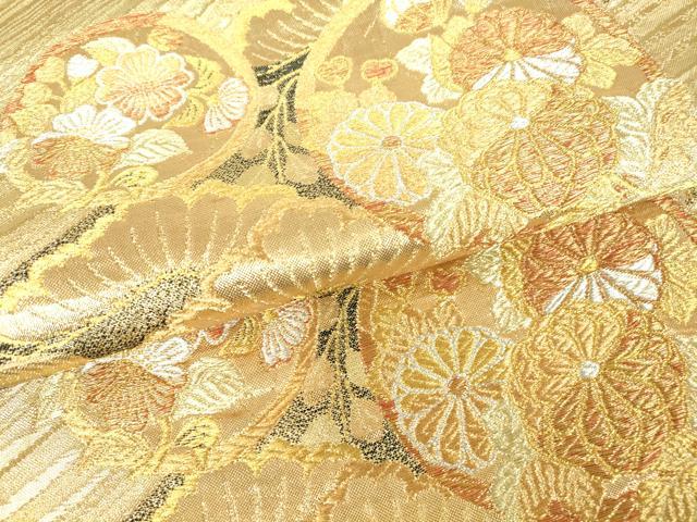 平和屋着物▼六通柄袋帯 花蝶丸文 金糸 正絹 逸品 DAAX3706az