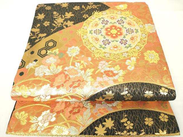 平和屋着物▼佐賀錦　六通柄袋帯　正倉院花文　金銀糸　正絹　逸品　DAAX3761az