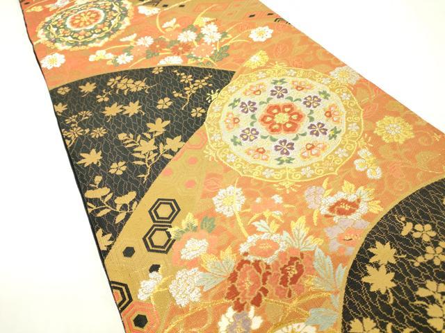 平和屋着物▼佐賀錦　六通柄袋帯　正倉院花文　金銀糸　正絹　逸品　DAAX3761az