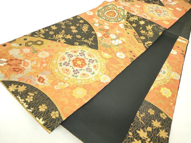 平和屋着物▼佐賀錦　六通柄袋帯　正倉院花文　金銀糸　正絹　逸品　DAAX3761az