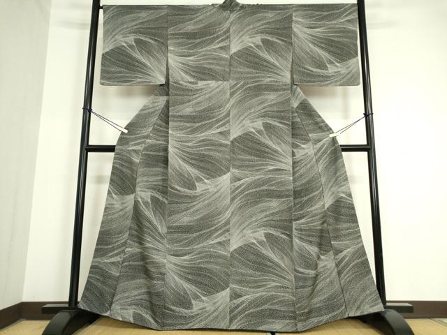 平和屋着物●上質な小紋　霞文　黒地　正絹　逸品　DAAX3777az 平和屋着物○上質な小紋 霞文 黒地 正絹 逸品 DAAX3777az