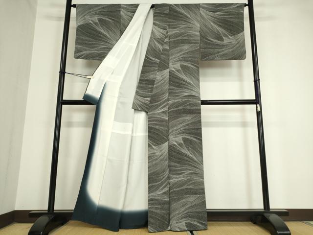 平和屋着物○上質な小紋 霞文 黒地 正絹 逸品 DAAX3777az