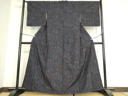 平和屋着物●結城紬 流水花文 80亀甲 正絹 逸品 DAAX3798az