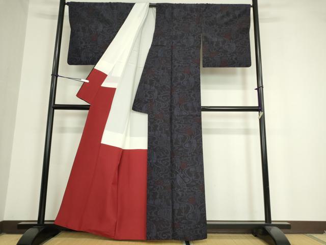 平和屋着物●結城紬 流水花文 80亀甲 正絹 逸品 DAAX3798az