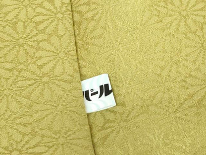 平和屋着物●上質な色無地 菊地紋 青朽葉色 正絹 逸品 DAAX3808az