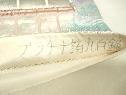 平和屋着物▼六通柄袋帯　プラチナ箔九百錦　名所清水寺　正絹　逸品　DAAX3990az
