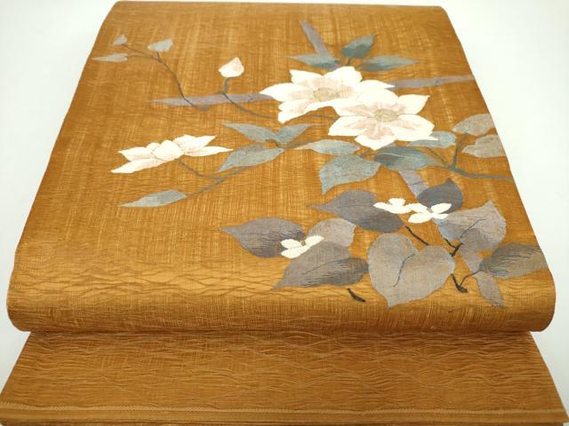 平和屋着物▽太鼓柄袋帯 スリーシーズン帯 春 夏 秋 すくい織 枝花文 金糸 戸田縫製 正絹 逸品 DAAX4011ps