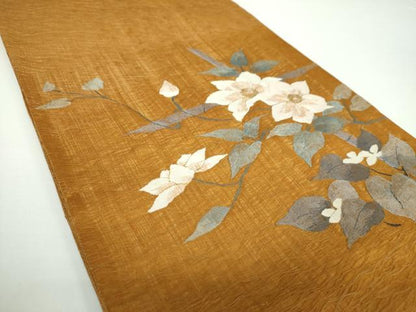 平和屋着物▽太鼓柄袋帯 スリーシーズン帯 春 夏 秋 すくい織 枝花文 金糸 戸田縫製 正絹 逸品 DAAX4011ps