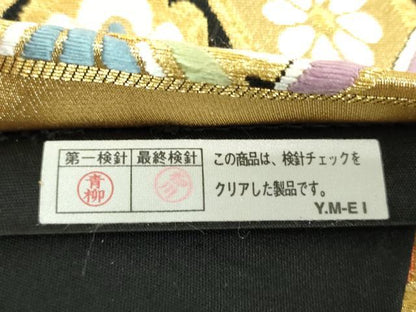 平和屋着物●六通柄袋帯　唐織　雪輪吉祥花文　黒地　金糸　正絹　逸品　DAAX4012ps