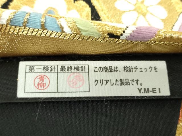 平和屋着物●六通柄袋帯　唐織　雪輪吉祥花文　黒地　金糸　正絹　逸品　DAAX4012ps