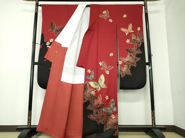 平和屋着物●豪華振袖 舞蝶文 シルエット 金彩 正絹 逸品 DAAX4069ps