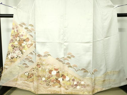 平和屋着物●豪華色留袖　駒刺繍　吉祥花文　金銀彩　正絹　逸品　未使用　DAAX4071ps