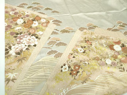 平和屋着物●豪華色留袖　駒刺繍　吉祥花文　金銀彩　正絹　逸品　未使用　DAAX4071ps