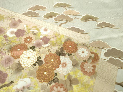 平和屋着物●豪華色留袖　駒刺繍　吉祥花文　金銀彩　正絹　逸品　未使用　DAAX4071ps
