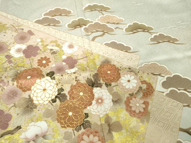平和屋着物●豪華色留袖　駒刺繍　吉祥花文　金銀彩　正絹　逸品　未使用　DAAX4071ps
