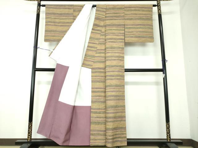 平和屋着物●上質な紬 横段文 正絹 逸品 DAAX4087ps