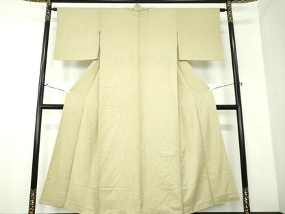 平和屋着物●上質な色無地 霞地紋 鶸茶色 正絹 逸品 DAAX4090ps