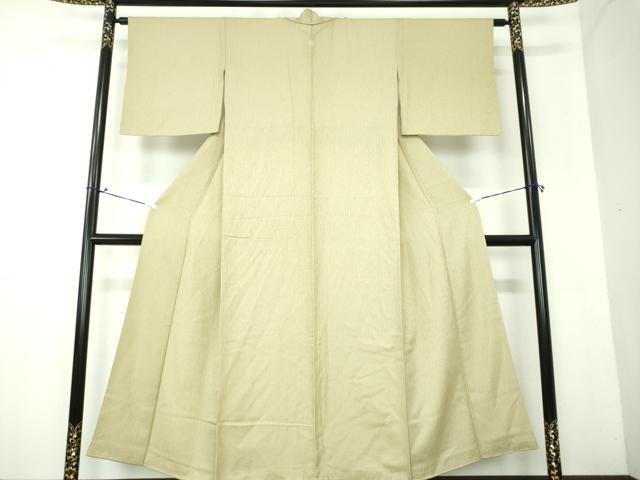 平和屋着物●上質な色無地 霞地紋 鶸茶色 正絹 逸品 DAAX4090ps