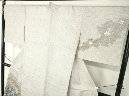 平和屋着物●訪問着 絞り 刺繍 道長花文 金彩 正絹 逸品 DAAX4098ps
