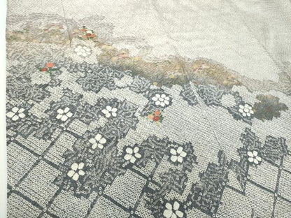 平和屋着物●訪問着 絞り 刺繍 道長花文 金彩 正絹 逸品 DAAX4098ps