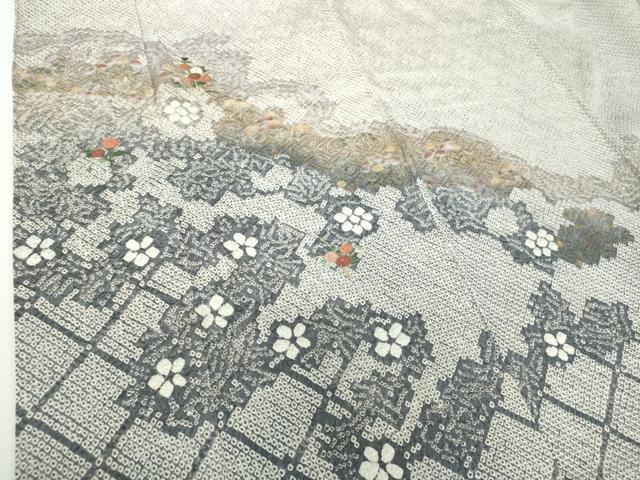 平和屋着物●訪問着 絞り 刺繍 道長花文 金彩 正絹 逸品 DAAX4098ps