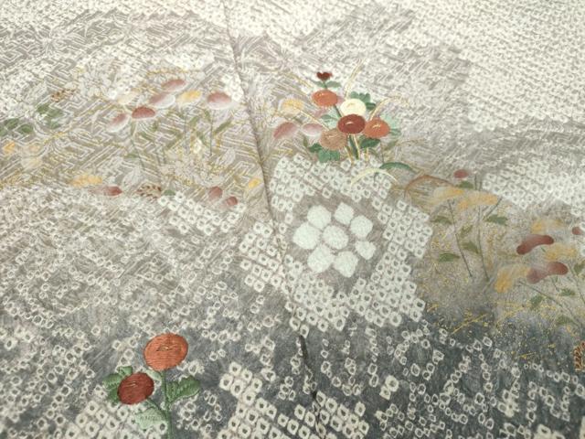 平和屋着物●訪問着 絞り 刺繍 道長花文 金彩 正絹 逸品 DAAX4098ps