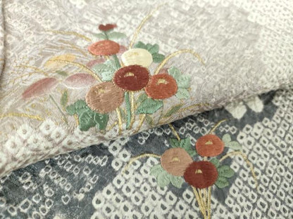 平和屋着物●訪問着 絞り 刺繍 道長花文 金彩 正絹 逸品 DAAX4098ps