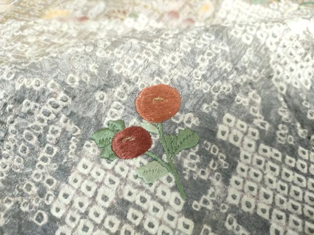 平和屋着物●訪問着 絞り 刺繍 道長花文 金彩 正絹 逸品 DAAX4098ps