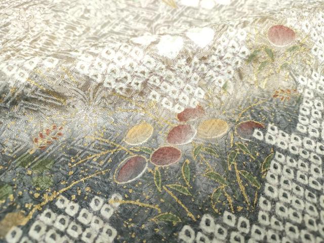 平和屋着物●訪問着 絞り 刺繍 道長花文 金彩 正絹 逸品 DAAX4098ps