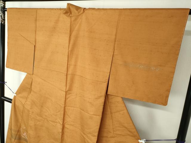 平和屋着物●訪問着 紬地 刺繍 若松葉 松ぼっくり 金彩 さが美扱い 正絹 逸品 DAAX4109ps