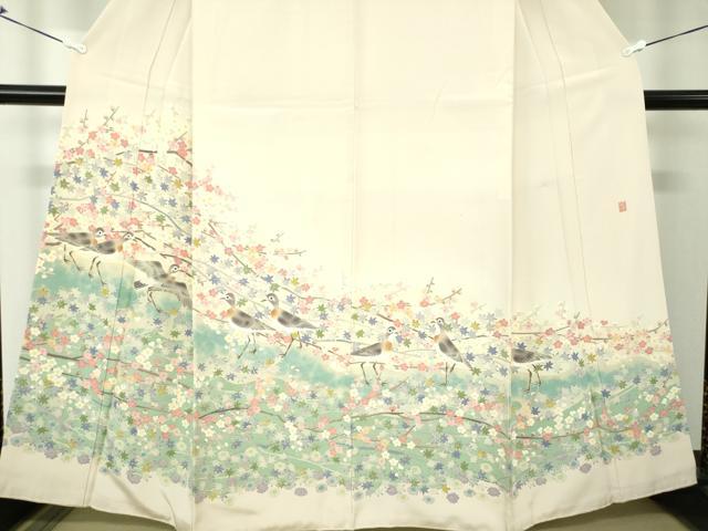 平和屋着物●本加賀友禅作家　百貫華峰　色留袖　花鳥文　暈し染め　正絹　逸品　DAAX4118ps