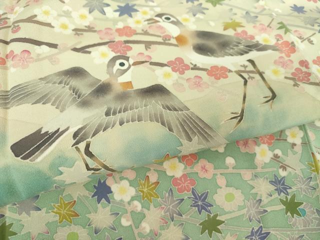 平和屋着物●本加賀友禅作家　百貫華峰　色留袖　花鳥文　暈し染め　正絹　逸品　DAAX4118ps