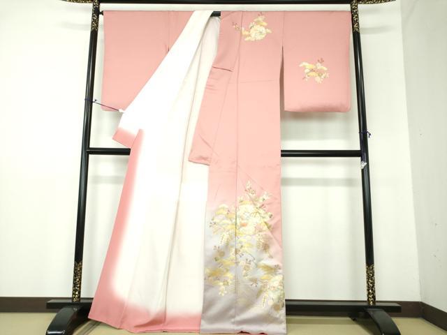 平和屋着物●訪問着　流水地紙雪輪花文　暈し染め　金彩　正絹　逸品　DAAX4120ps