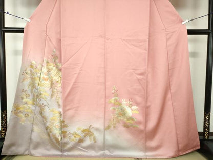 平和屋着物●訪問着　流水地紙雪輪花文　暈し染め　金彩　正絹　逸品　DAAX4120ps