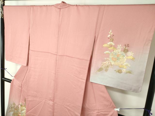 平和屋着物●訪問着　流水地紙雪輪花文　暈し染め　金彩　正絹　逸品　DAAX4120ps