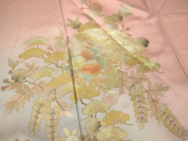 平和屋着物●訪問着　流水地紙雪輪花文　暈し染め　金彩　正絹　逸品　DAAX4120ps
