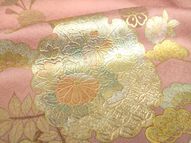 平和屋着物●訪問着　流水地紙雪輪花文　暈し染め　金彩　正絹　逸品　DAAX4120ps