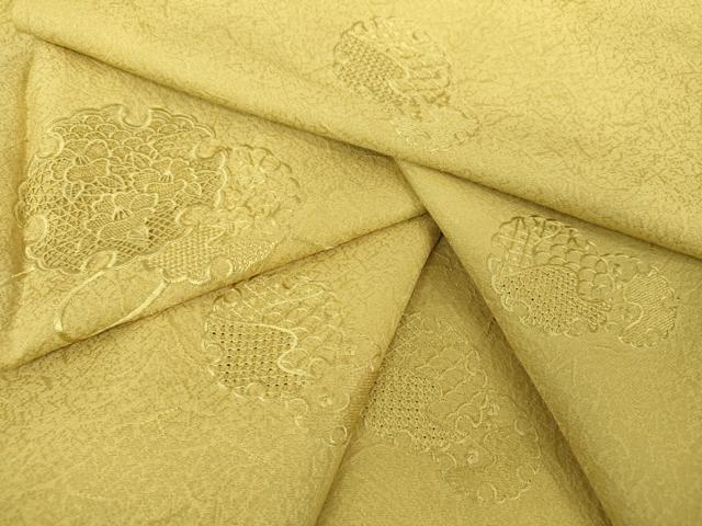 平和屋着物●中国三大刺繍　スワトウ刺繍　汕頭刺繍　総刺繍　訪問着　雪輪花文　芥子色　正絹　逸品　未使用　DAAX4141ps