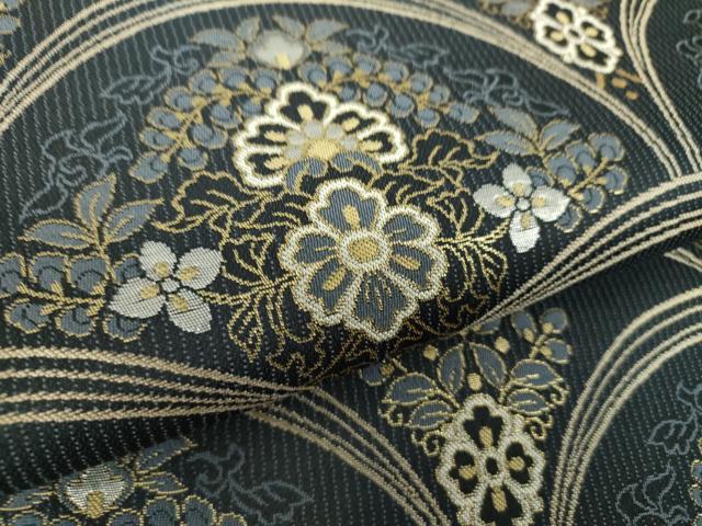 平和屋着物●六通柄袋帯 三眠蚕 花青海波 金銀糸 ますいわ屋扱い 正絹 逸品 DAAX4169ps
