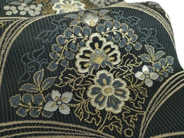 平和屋着物●六通柄袋帯 三眠蚕 花青海波 金銀糸 ますいわ屋扱い 正絹 逸品 DAAX4169ps
