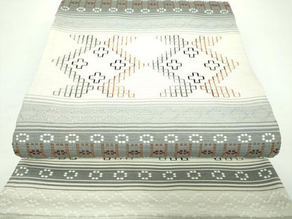 平和屋着物●全通柄袋帯 花織 横段文 正絹 逸品 DAAX4171ps